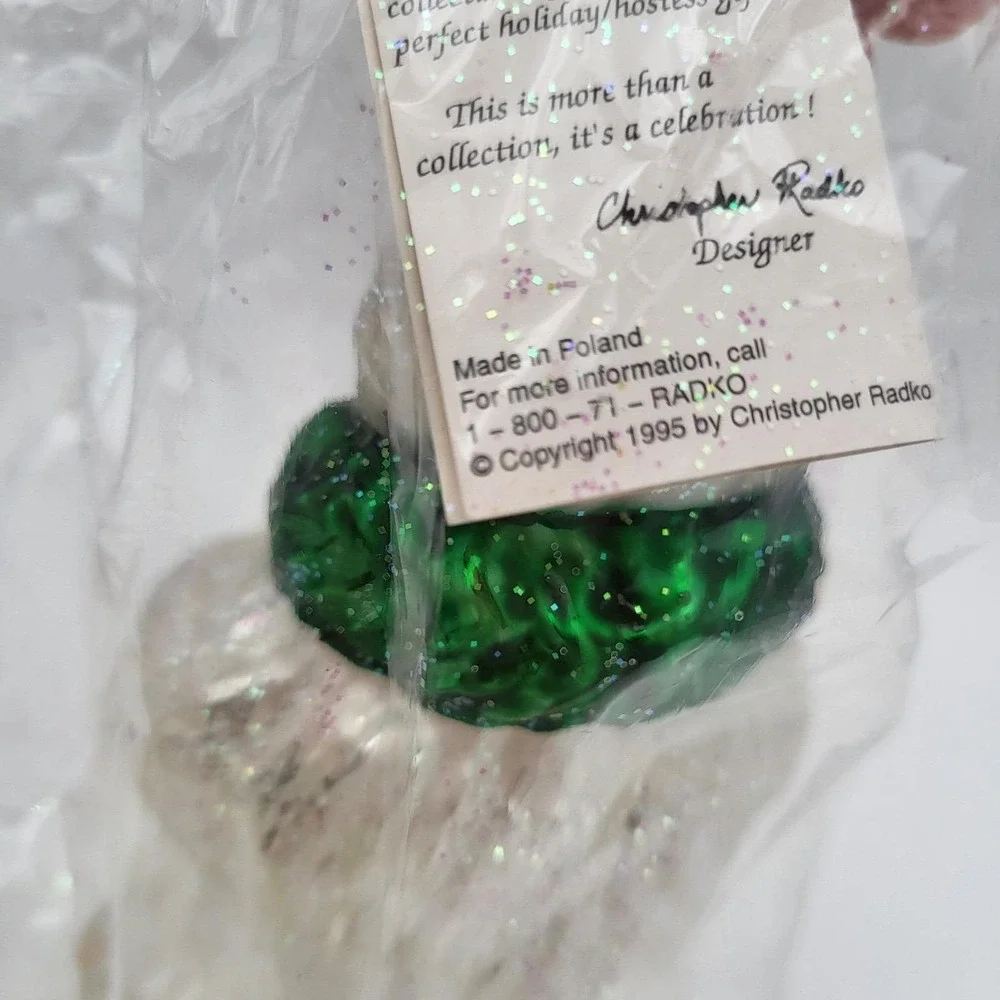 Christopher Radko 1995 Winter Wreath Polar Bear Glass Ornament ~New Sealed!